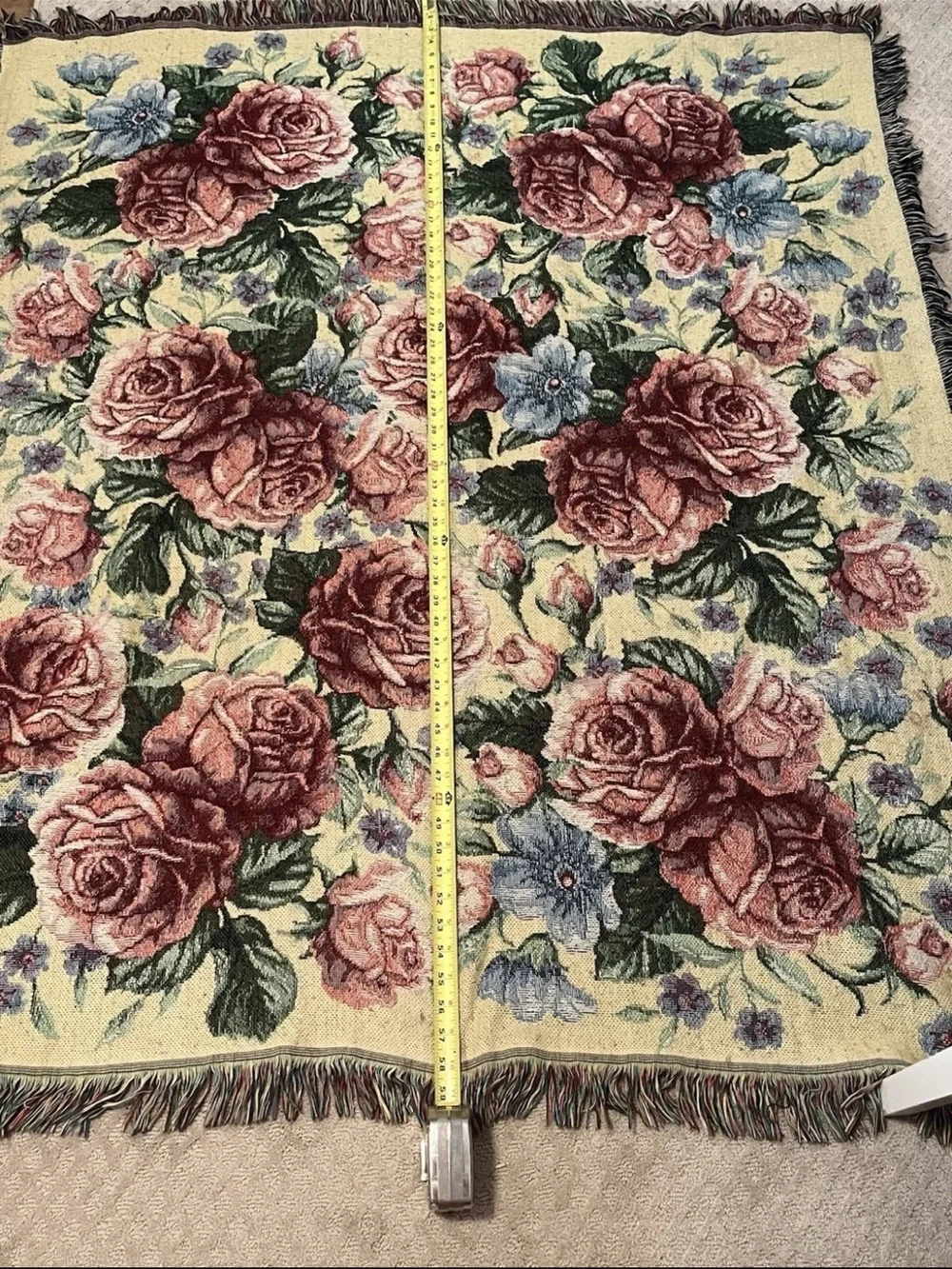 Floral Rose Throw Blanket in Blush Pink and Cream. Cottage. Prairie. Whimsy.